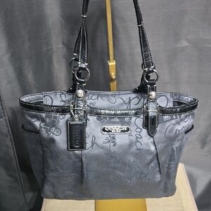 Coach Gray and Black Signature Tote